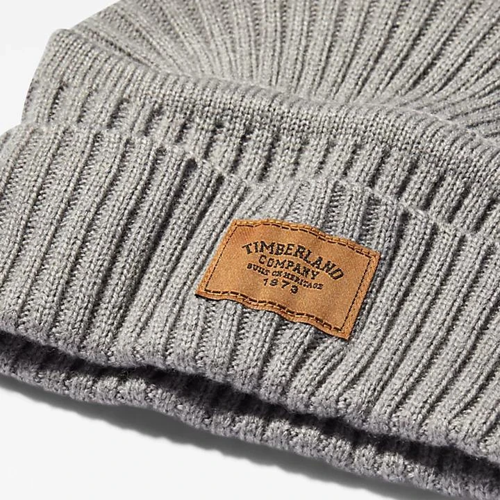 商品Timberland|Gulf Beach Ribbed Beanie for Men in Light Grey,价格¥231,第2张图片详细描述