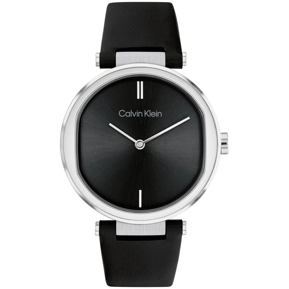 商品Calvin Klein|Women's 2-Hand Black Leather Strap Watch 36mm,价格¥976,第1张图片