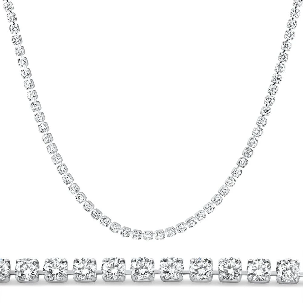 商品Pompeii3|Platinum 8 3/4Ct Diamond Tennis Necklace Lab Grown 17",价格¥34403,第1张图片