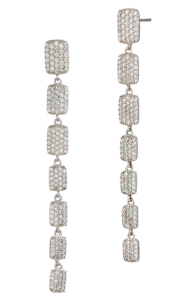 18K White Gold Plated CZ Drop Earrings商品第1张图片规格展示