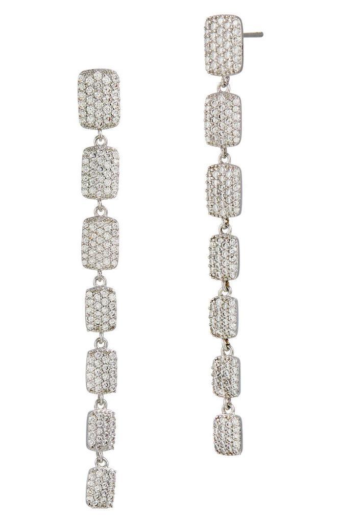 商品Savvy Cie Jewels|18K White Gold Plated CZ Drop Earrings,价格¥258,第1张图片
