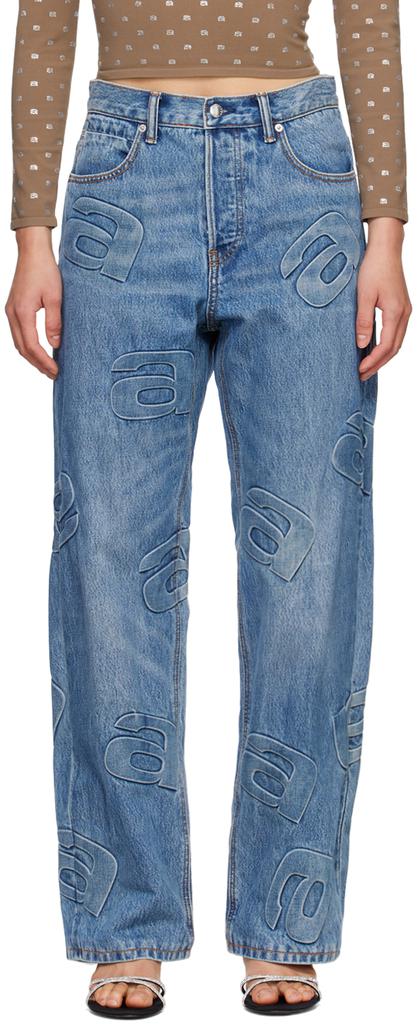 蓝色 3D A 牛仔裤商品第1张图片规格展示