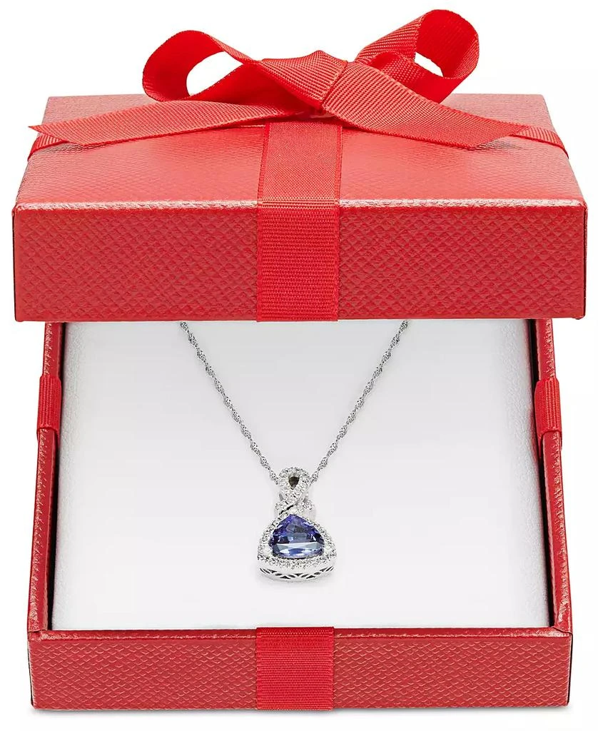 商品Macy's|Tanzanite (1-1/10 ct. t.w.) and Diamond (1/4 ct. t.w.) Triangle 18" Pendant Necklace in 14k White Gold,价格¥3869,第2张图片详细描述