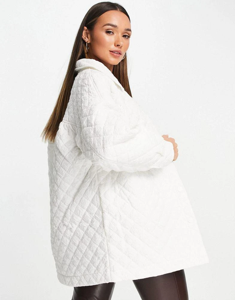 商品Topshop|Topshop textured quilted coat in white,价格¥207,第2张图片详细描述