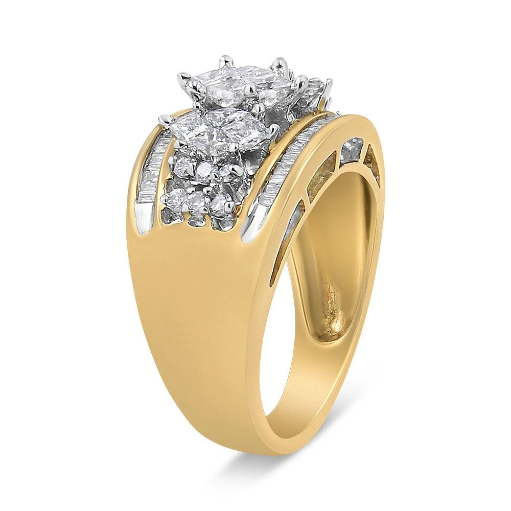 商品Haus of Brilliance|10K Yellow and White Gold 1 1/2 Cttw Pear Shaped 3 Stone Style Diamond Ring Band,价格¥35623,第3张图片详细描述