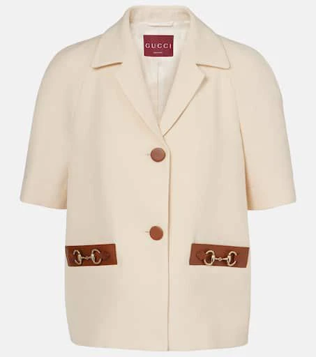 商品Gucci|Horsebit皮革边饰亚麻西装式外套,价格¥28380,第1张图片