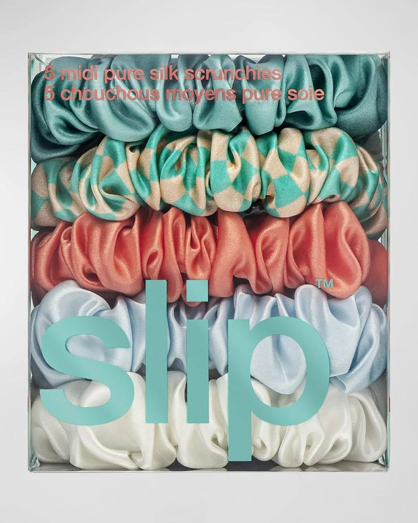 商品Slip|Pure Silk Midi Scrunchie Set of 5,价格¥348,第3张图片详细描述