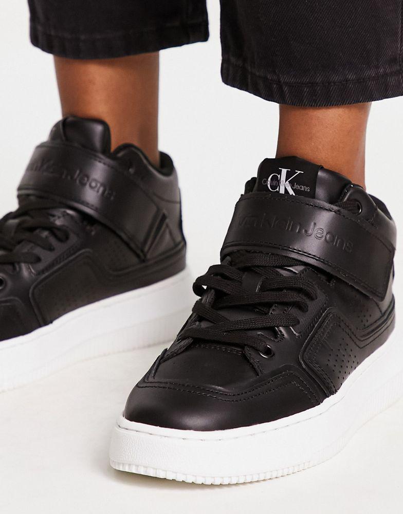 Calvin Klein Jeans leather chunky lace up leather trainers in black商品第4张图片规格展示