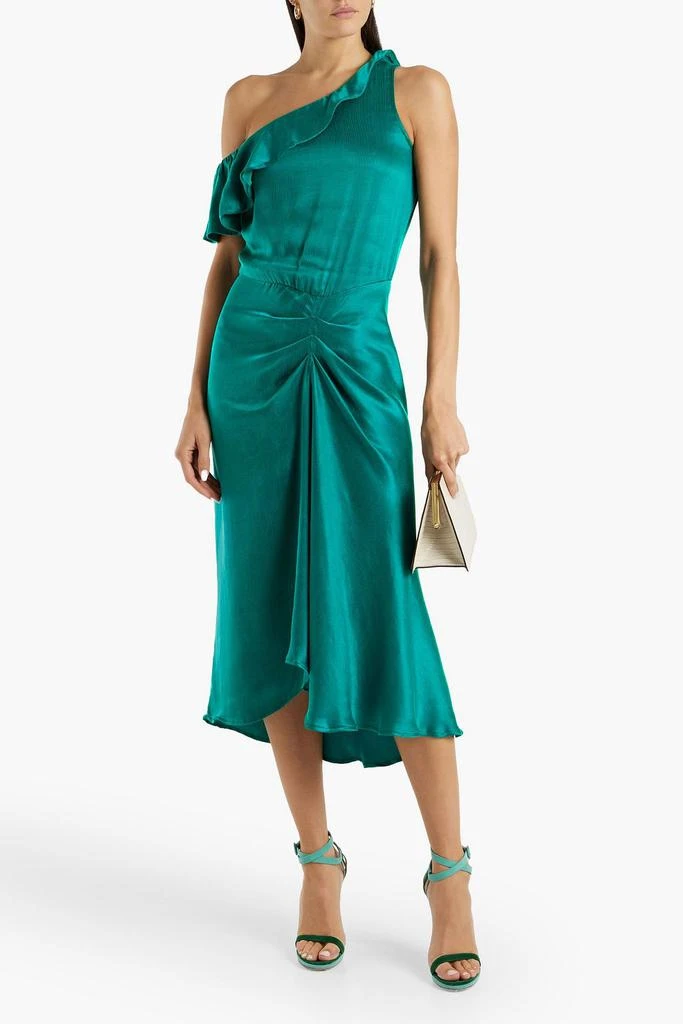 商品ba&sh|Bandy one-shoulder ruched cupro-blend satin-crepe midi dress,价格¥486,第2张图片详细描述