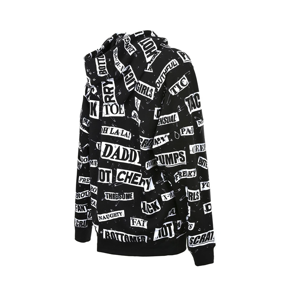 MOSCHINO 女士黑色别针字母印花拉链长袖连帽卫衣 EJ1710-5527-3555 商品
