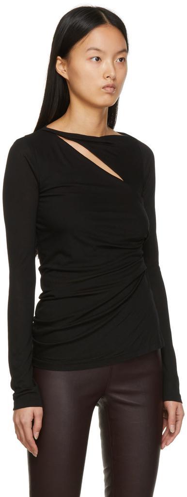 商品Helmut Lang|Black Asymmetrical Long Sleeve T-Shirt,价格¥1177,第4张图片详细描述