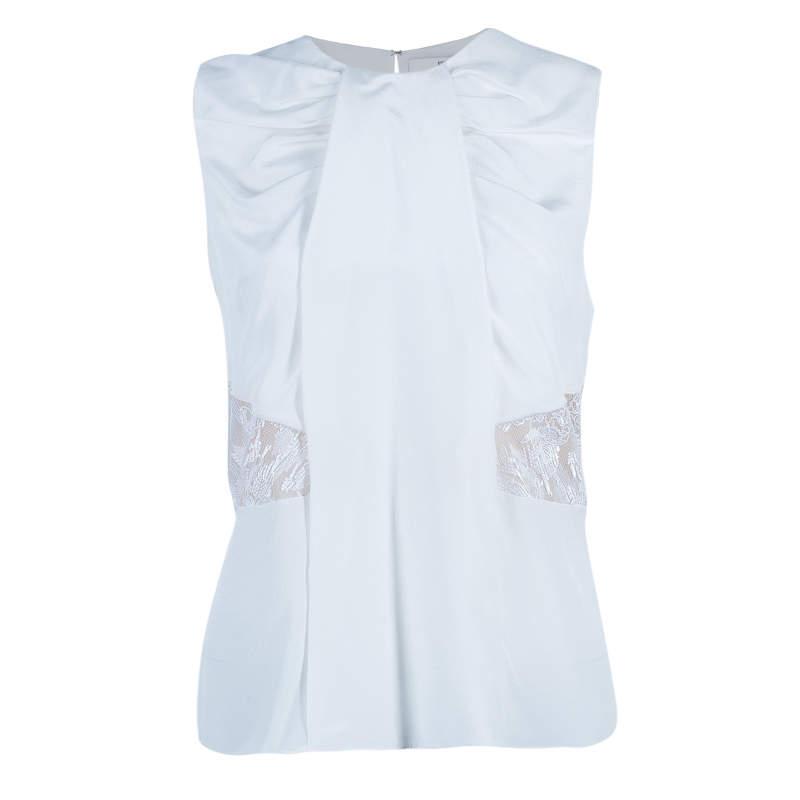 Prabal Gurung White Sleeveless Lace Insert Top M商品第1张图片规格展示