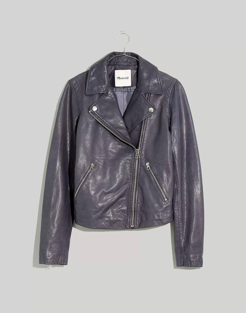 商品Madewell|Washed Leather Motorcycle Jacket,价格¥3661,第6张图片详细描述