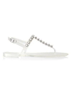 商品Stuart Weitzman|Pearl Crystal-Embellished Jelly Thong Sandals,价格¥442,第1张图片