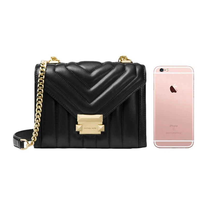 商品[国内直发] Michael Kors|Michael Kors 迈克·科尔斯 MK女包 牛皮金色标徽单肩斜挎包 黑色30F8GXIL1T BLACK,价格¥1827,第5张图片详细描述