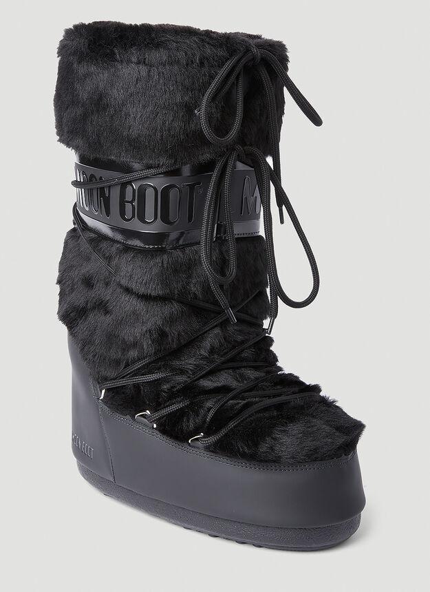 Icon Faux Fur Snow Boots in Black商品第5张图片规格展示