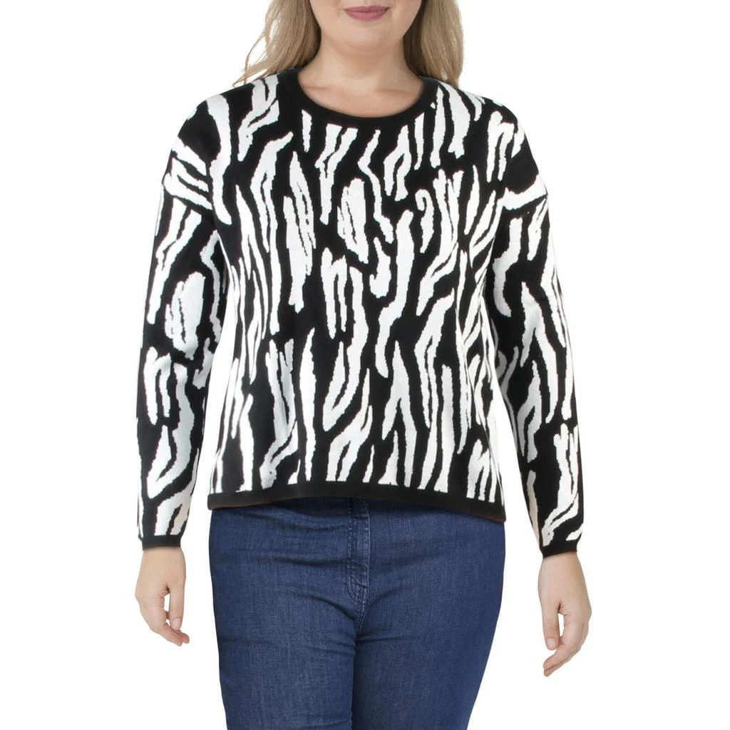 商品Metric New York|Metric New York Womens Animal Print Stripe Crewneck Sweater,价格¥77,第1张图片