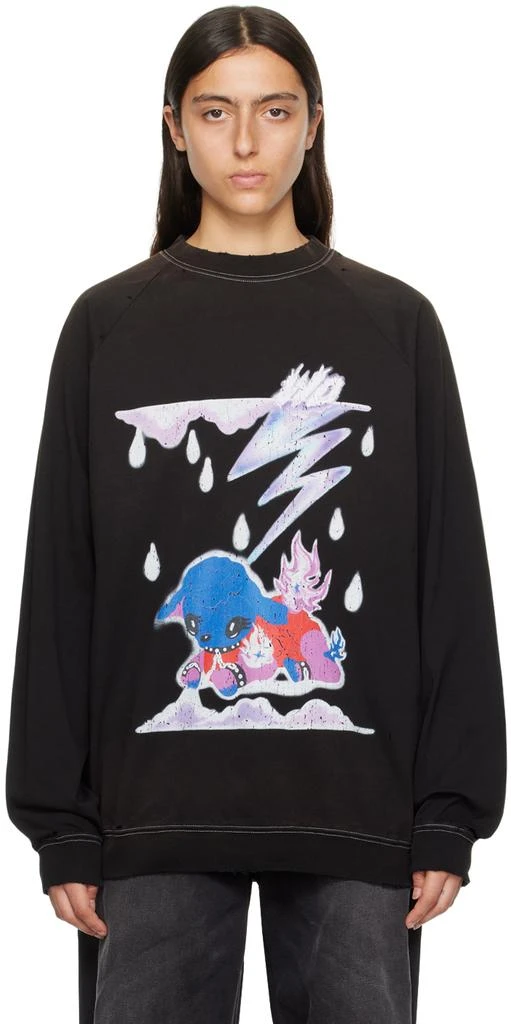 商品We11done|Black Distressed Sweatshirt,价格¥908,第1张图片
