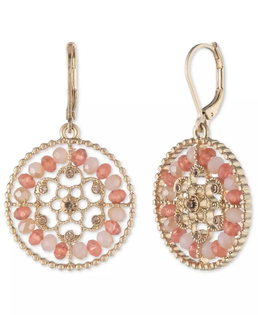 商品Lonna & Lilly|Gold-Tone Crystal & Stone Beaded Openwork Flower Drop Earrings,价格¥135,第1张图片