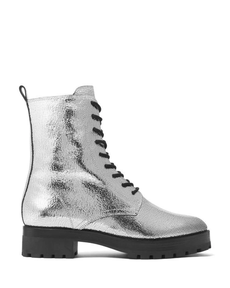 商品Michael Kors|Michael Kors Collection Women's Gita Crackled Metallic Leather Combat Booties ,价格¥2806,第2张图片详细描述