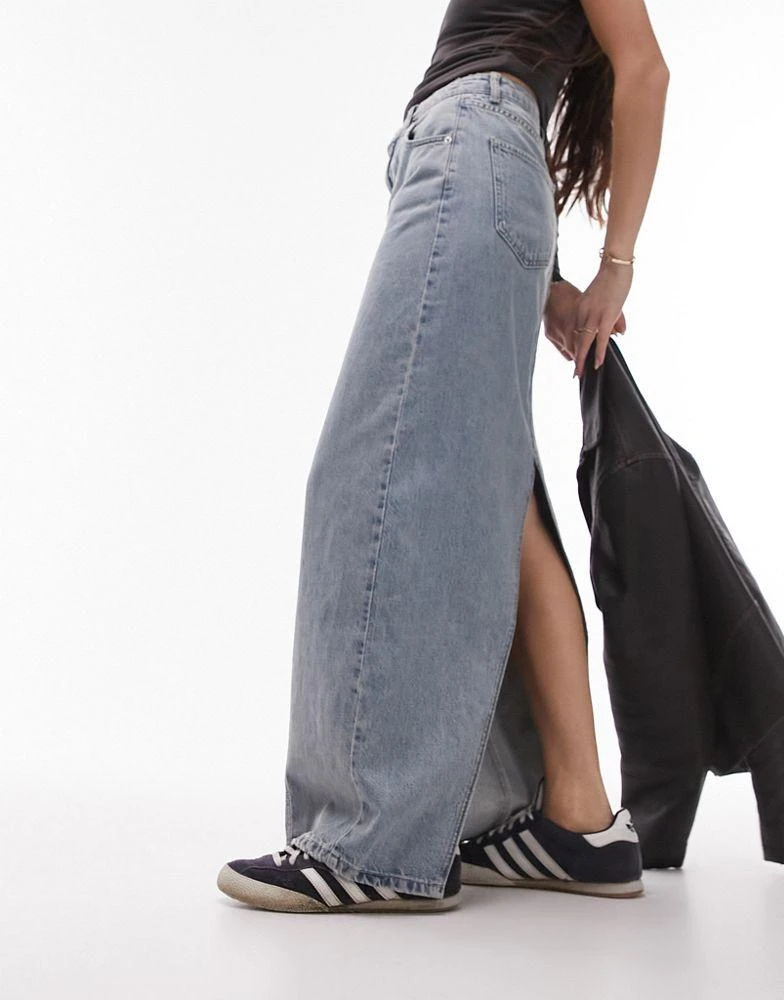 商品Topshop|Topshop denim column maxi skirt in dirty bleach,价格¥459,第4张图片详细描述