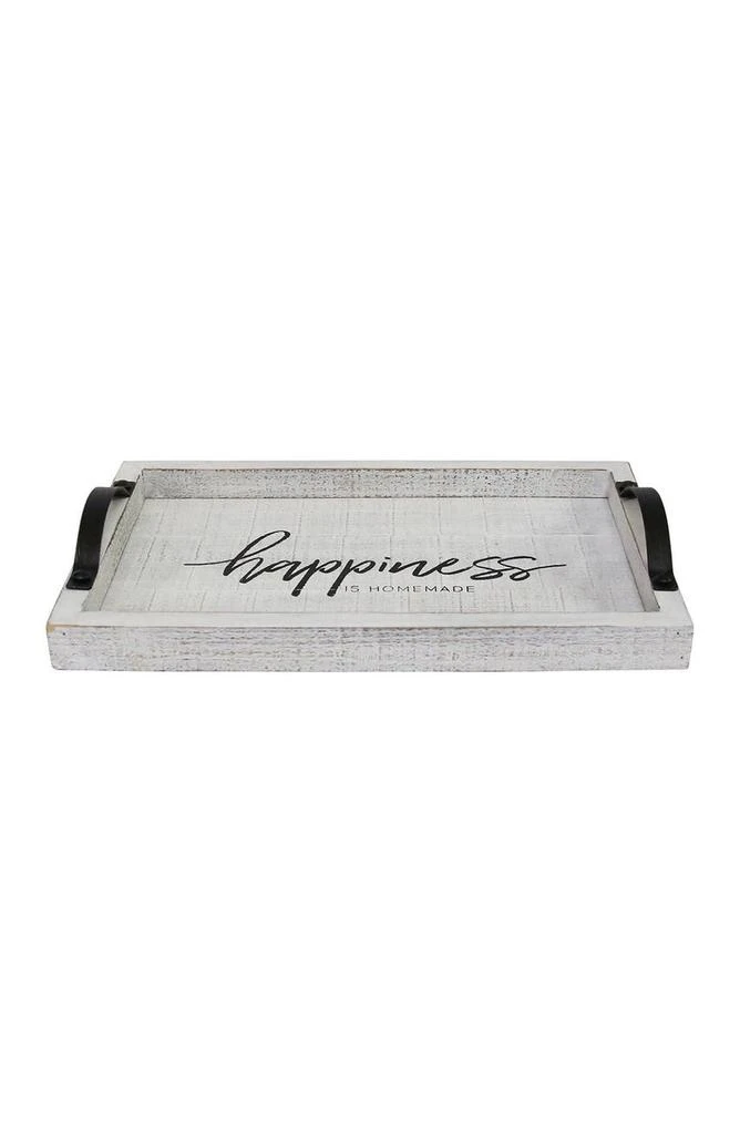 商品STRATTON HOME DECOR|White Happiness Wood Tray,价格¥410,第2张图片详细描述