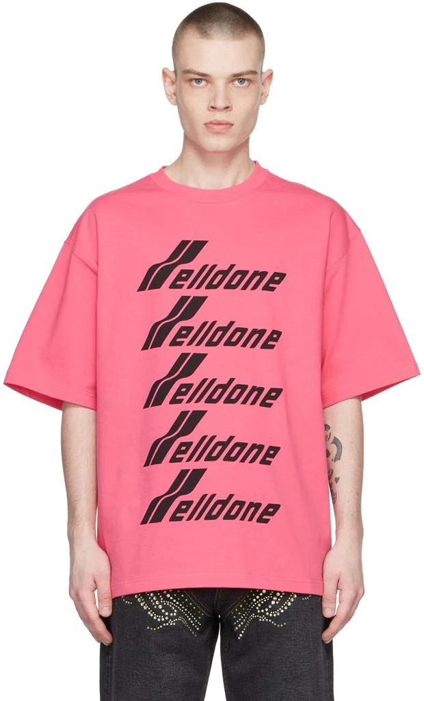 商品We11done|Pink Cotton Front Logo T-Shirt,价格¥699,第1张图片