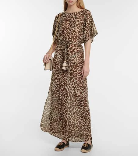 商品Tory Burch|印花棉质与真丝加长连衣裙,价格¥3112,第2张图片详细描述