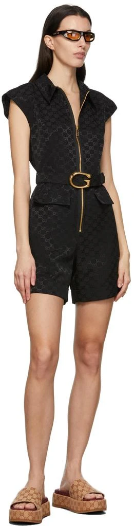商品Gucci|Black GG Faille Jumpsuit,价格¥28323,第4张图片详细描述