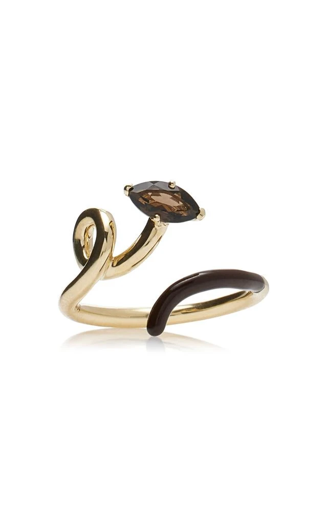 商品Bea Bongiasca|Bea Bongiasca - Enameled 9K Yellow Gold Quartz Half Ring - Brown - US 5 - Moda Operandi - Gifts For Her,价格¥8710,第1张图片