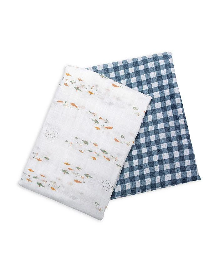 商品Lulujo|Fish and Gingham Printed Cotton Muslin Blankets, Pack of 2 - Baby,价格¥262,第2张图片详细描述