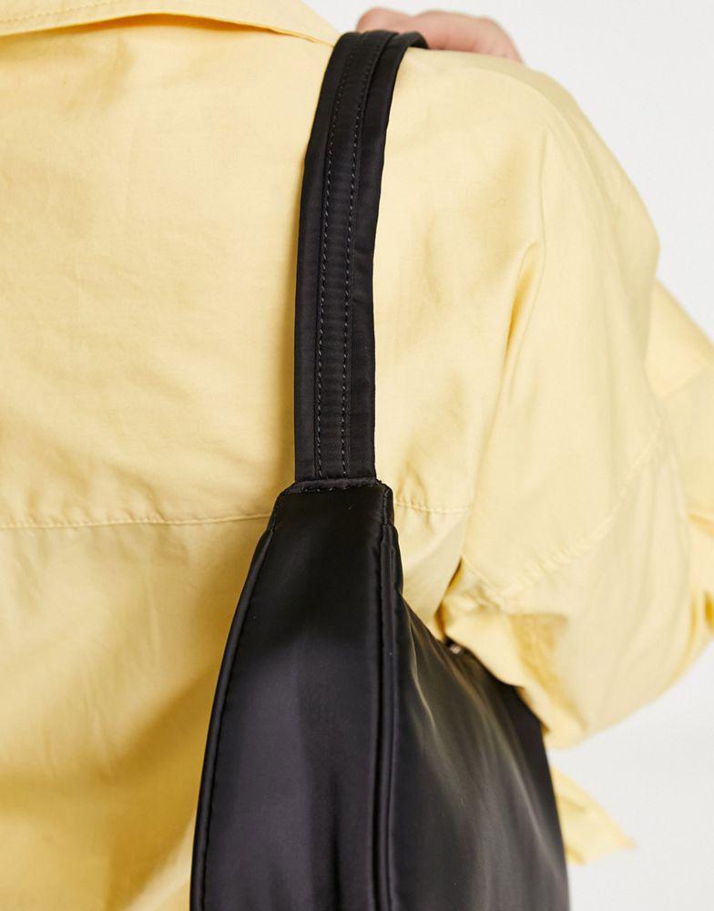 商品ASOS|ASOS DESIGN 90s curved shoulder bag in nylon in black  - BLACK,价格¥60,第4张图片详细描述