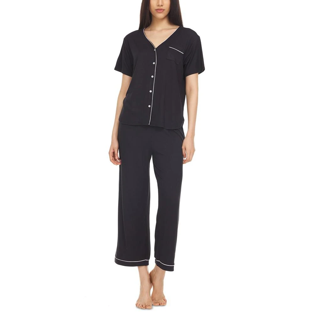 商品Flora Nikrooz|Solid Short-Sleeve Top and Capri Pants Pajama Set,价格¥74,第1张图片