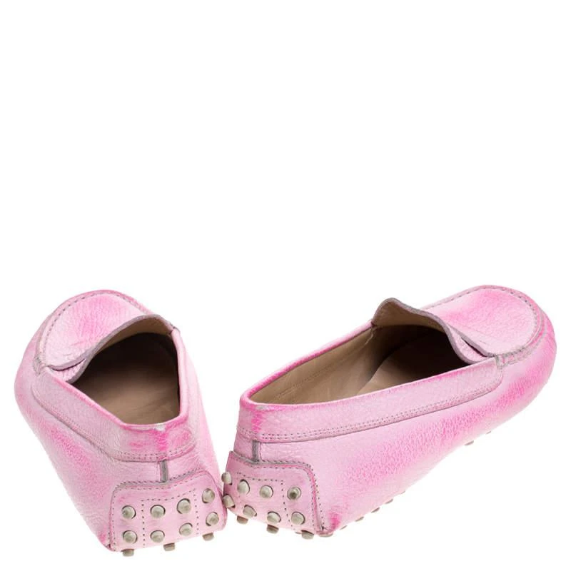 商品[二手商品] Tod's|Tod's Pink Leather Penny Slip On Loafers Size 37.5,价格¥1511,第5张图片详细描述
