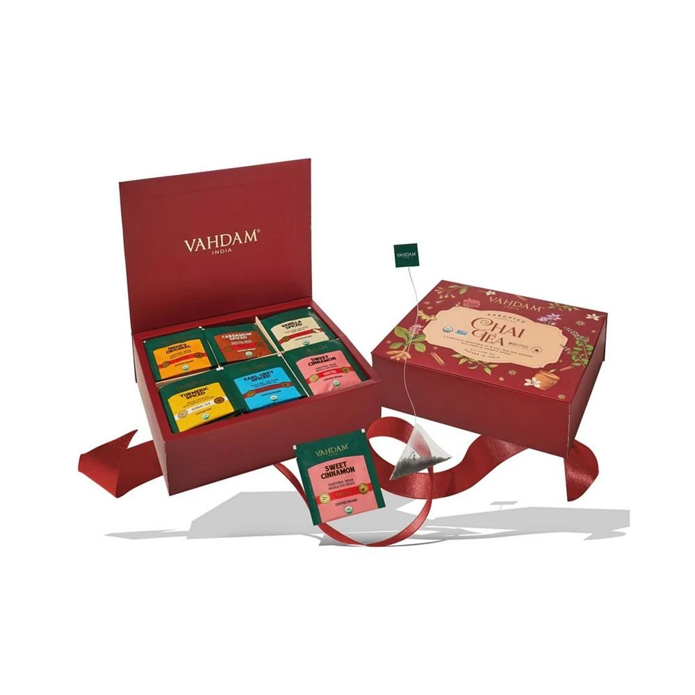 商品Vahdam Teas|Chai Tea Variety Sampler Gift Set, 60 Long Leaf Pyramid Tea Bags,价格¥298,第1张图片