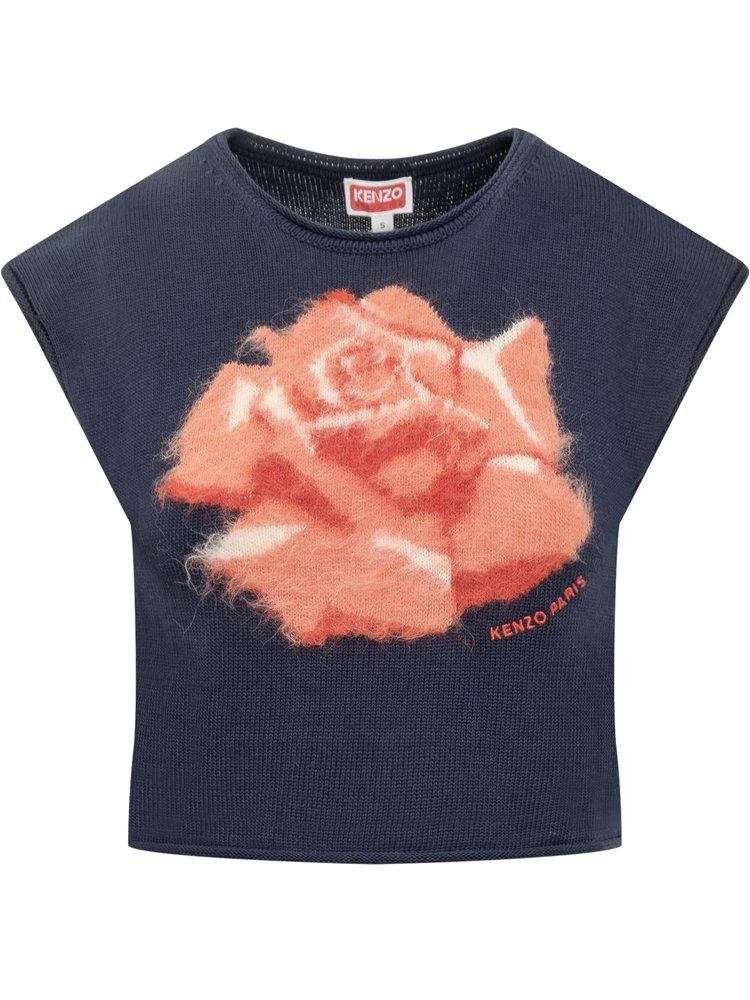 商品Kenzo|Kenzo Floral Intarsia-Knit Cropped Top,价格¥1474,第1张图片