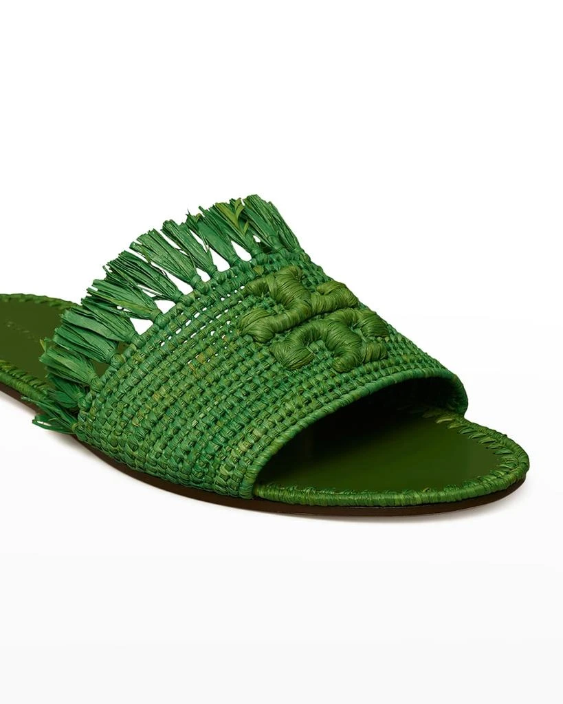 商品Tory Burch|Eleanor Raffia Double T Slide Sandals,价格¥1235,第2张图片详细描述