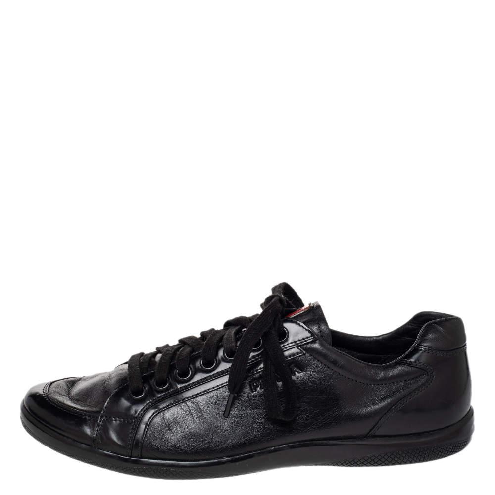 Prada Sport Black Leather Low Top Sneakers Size 44商品第2张图片规格展示