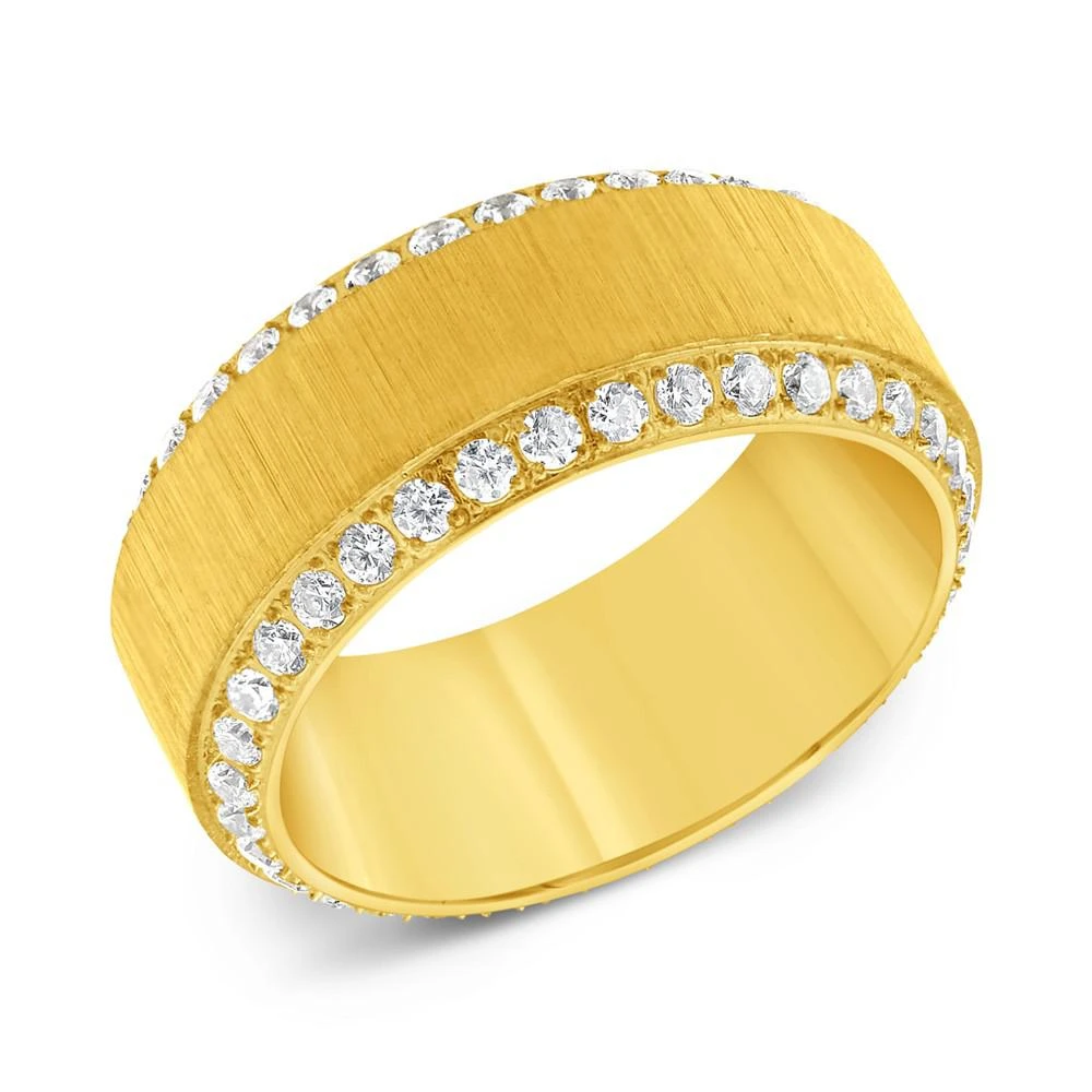 商品Macy's|Men's Cubic Zirconia Textured Band in Yellow Ion-Plated Stainless Steel,价格¥949,第1张图片