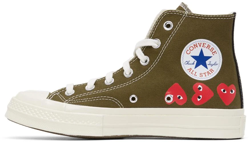 商品Comme des Garcons|Khaki Converse Edition Multiple Hearts Chuck 70 High Sneakers,价格¥1199,第3张图片详细描述