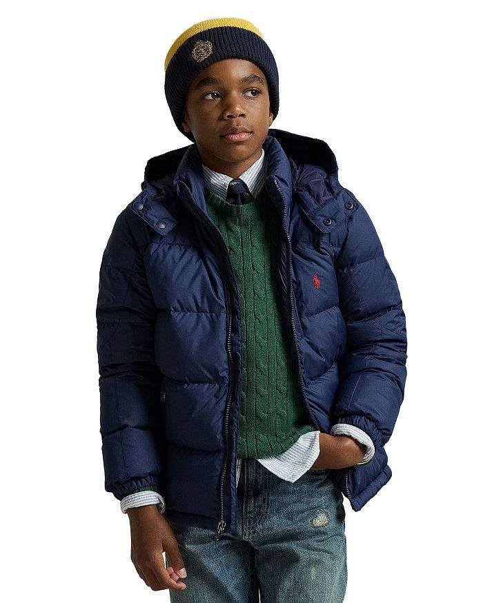 商品Ralph Lauren|Boys' Ripstop Down Hooded Jacket - Big Kid,价格¥1428,第1张图片