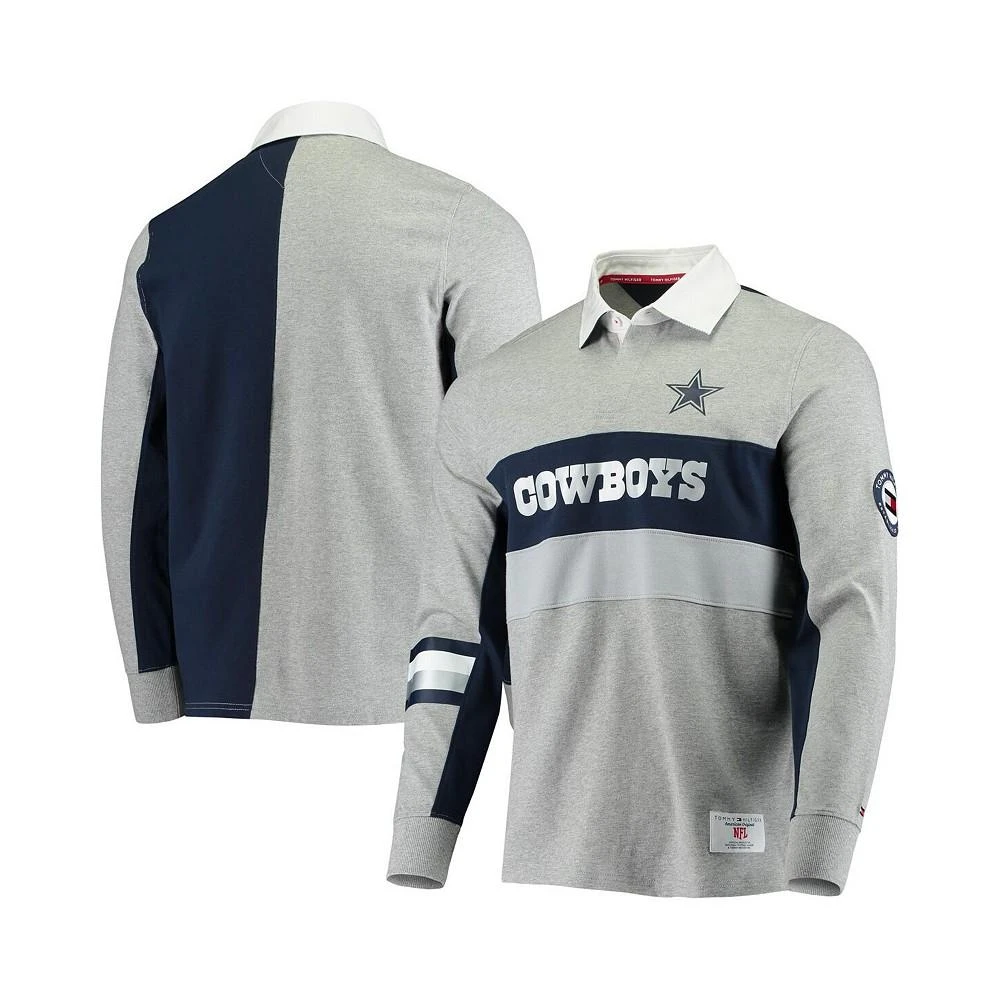 商品Tommy Hilfiger|Men's Heathered Gray Dallas Cowboys Rugby Long Sleeve Polo,价格¥899,第1张图片