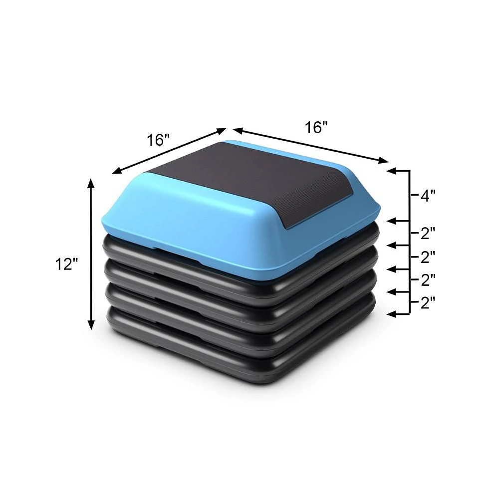 商品Costway|16''Aerobic Step System 4 Risers Fitness Exercise Stepper Platform,价格¥432,第2张图片详细描述