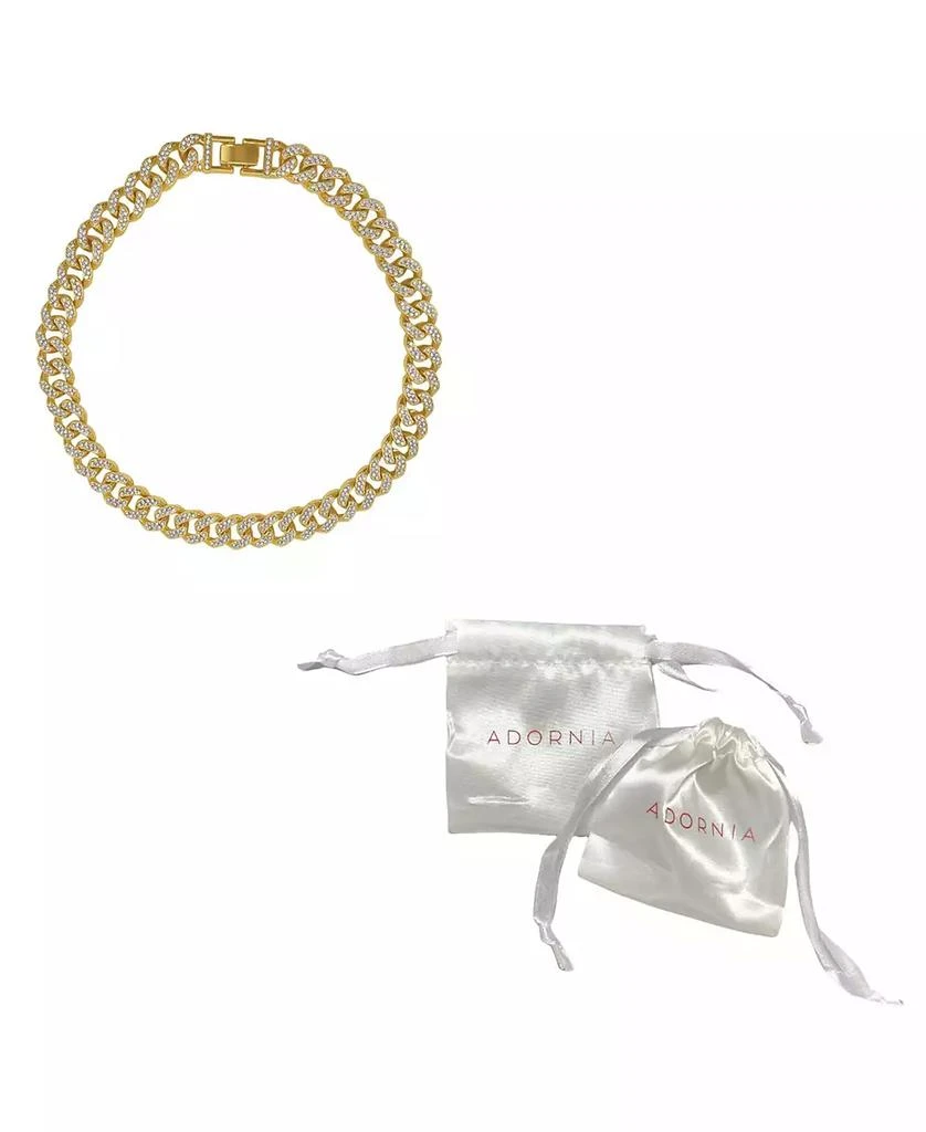 商品ADORNIA|Women's Gold-Tone Plated Crystal Thick Cuban Curb Chain Necklace,价格¥368,第3张图片详细描述