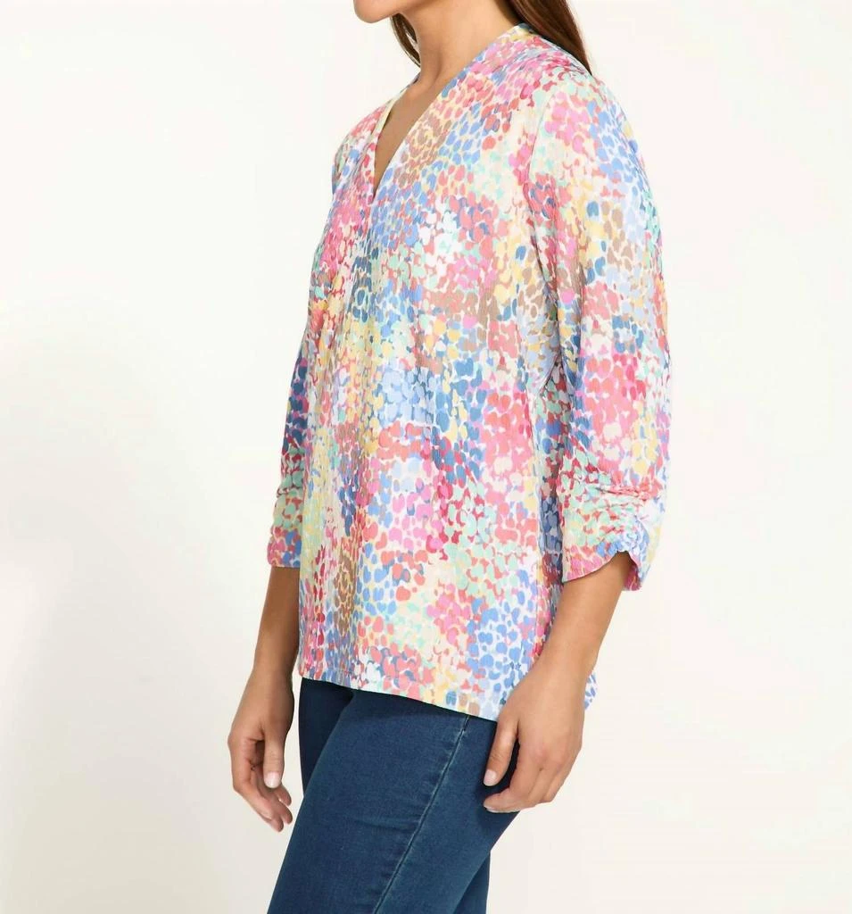 商品FDJ|3/4 Sleeve Spectral Print V-Neck Top In White Multi,价格¥725,第2张图片详细描述