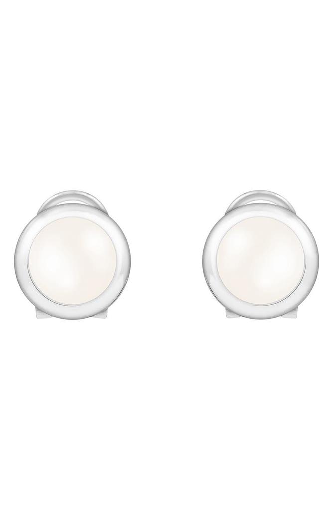 Rhodium Plated Sterling Silver 7-8mm White Freshwater Pearl Stud Earrings商品第1张图片规格展示