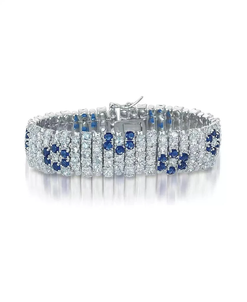 商品Genevive|Elegant Wide Bracelet in Sterling Silver White Gold Plating with Cubic Zirconia,价格¥1556,第1张图片