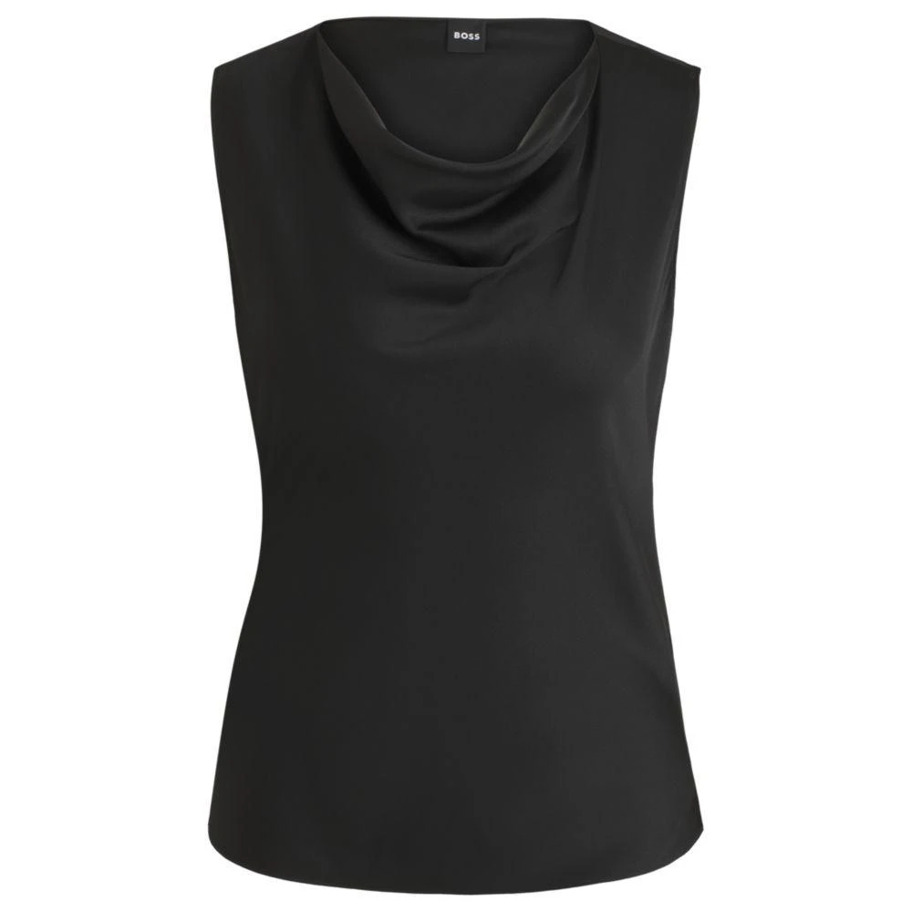 商品Hugo Boss|Sleeveless cowl-neck blouse in stretch silk,价格¥1102,第1张图片