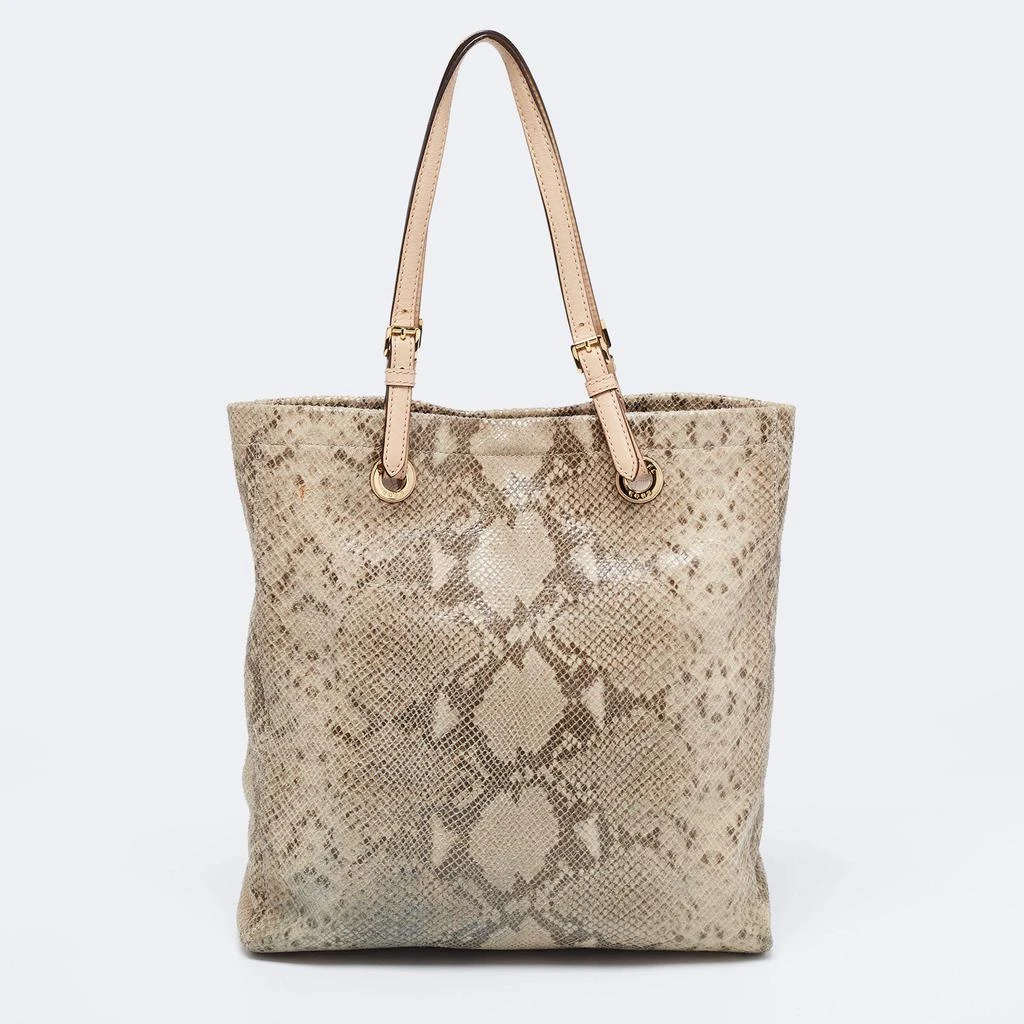商品[二手商品] Michael Kors|MICHAEL Michael Kors Beige Python Embossed Leather Shopper Tote,价格¥813,第4张图片详细描述