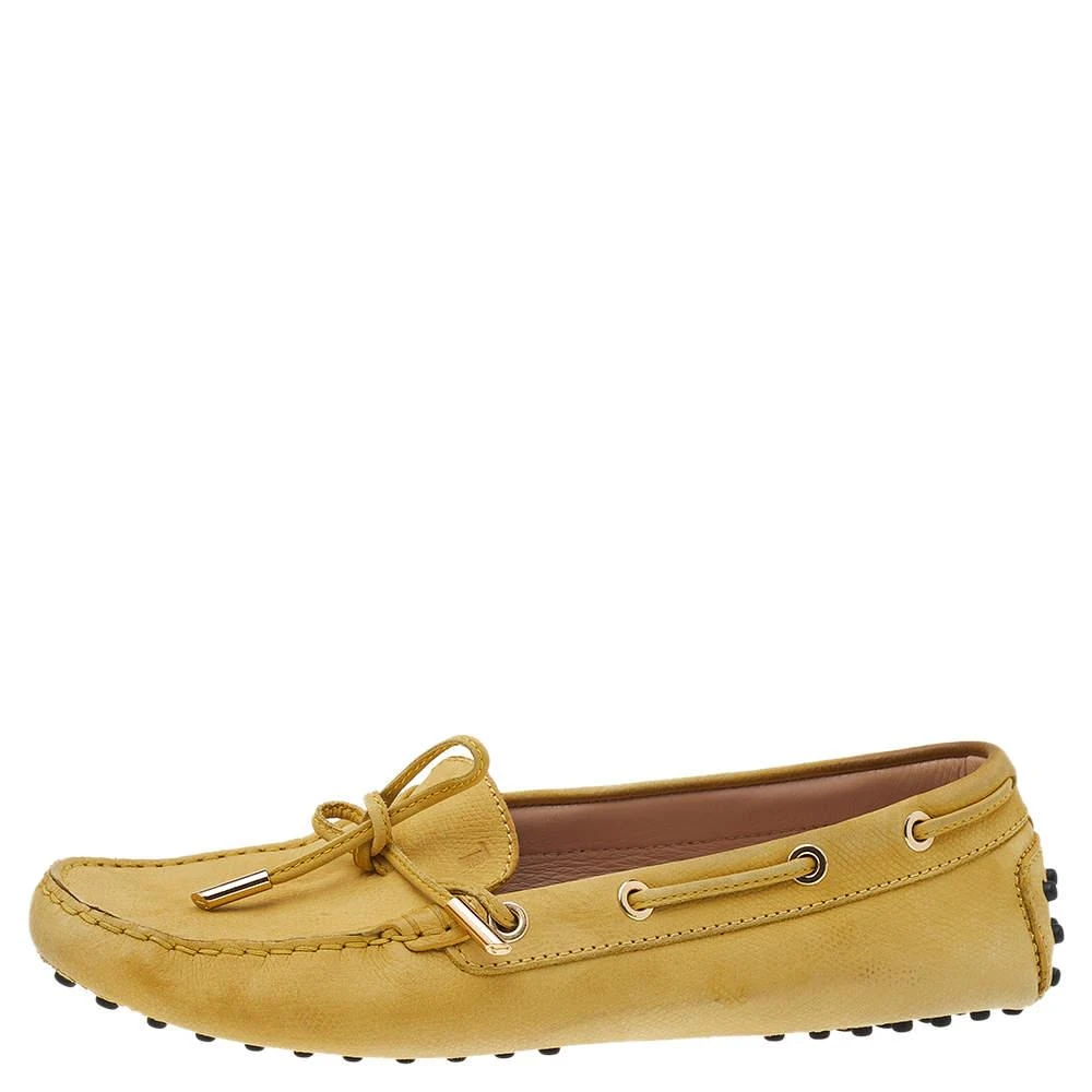 商品[二手商品] Tod's|Tod's Yellow Leather Gommino Slip On Loafers Size 38,价格¥1250,第2张图片详细描述